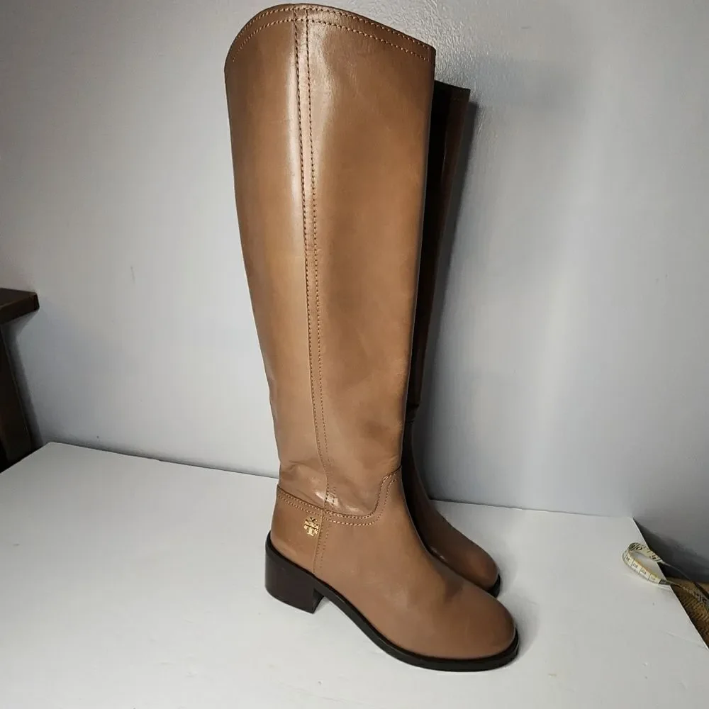 Tory Burch Boot Fulton Silky Leather Top Brown Size 5.5 M new WITHOUT TAGS